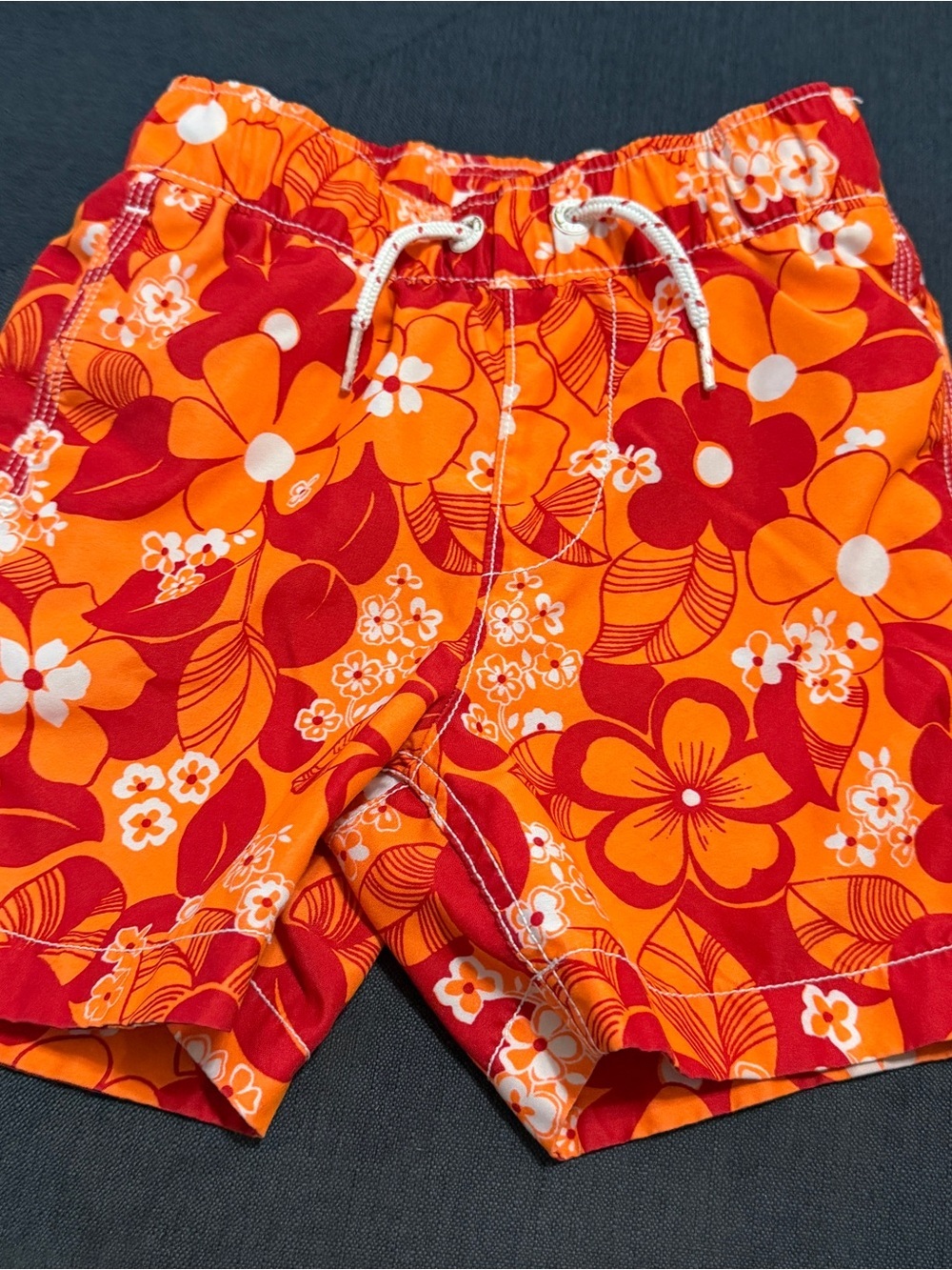 Gap Kids Gap Surf Swim Trunks Orange Floral Sz XS (4-5)